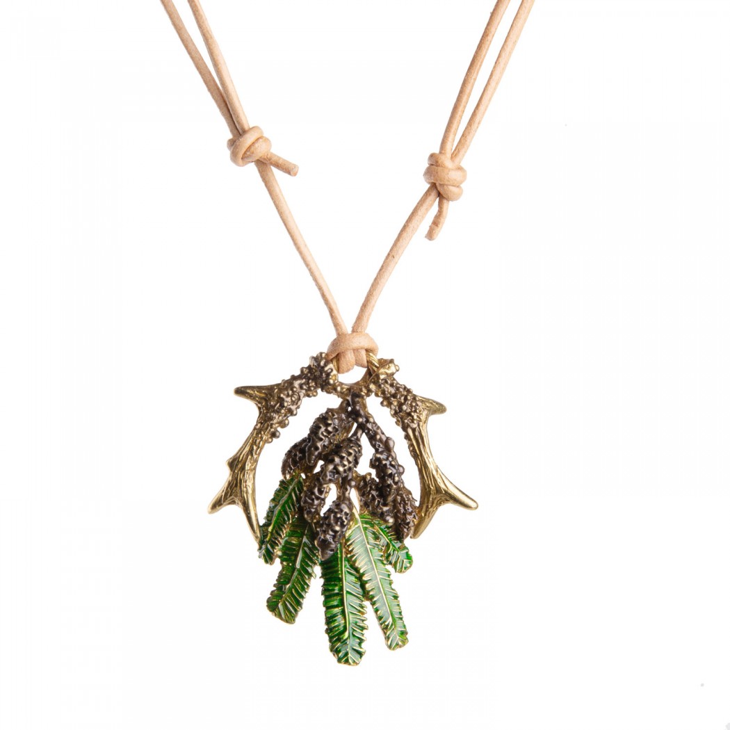 Collana Corna di Capriolo e Rami Abete